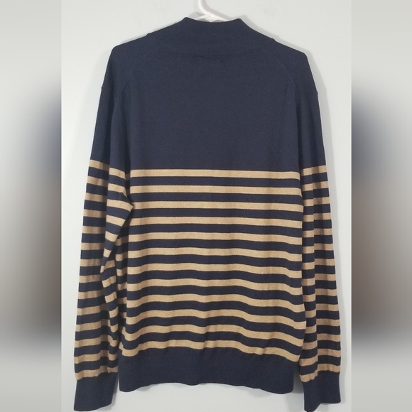 Navtech by Nautica 1/4 Zip Long Sleeve Sweater. Navy and Tan. Size Large. - Picture 7 of 7